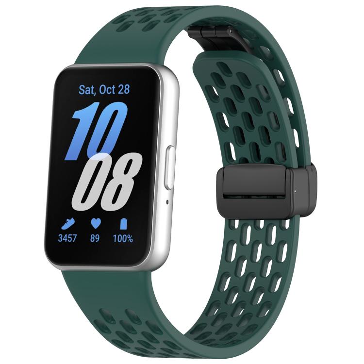 Dây đồng hồ silicone khóa nam châm đen kiểu lỗ xDfind, Dành cho Samsung Galaxy Fit3