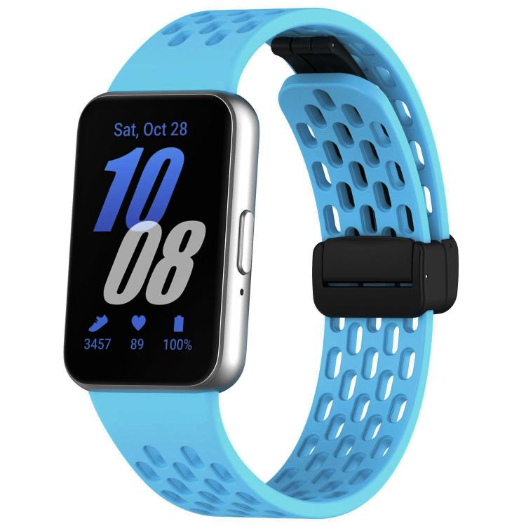 Dây đồng hồ silicone khóa nam châm đen kiểu lỗ xDfind, Dành cho Samsung Galaxy Fit3
