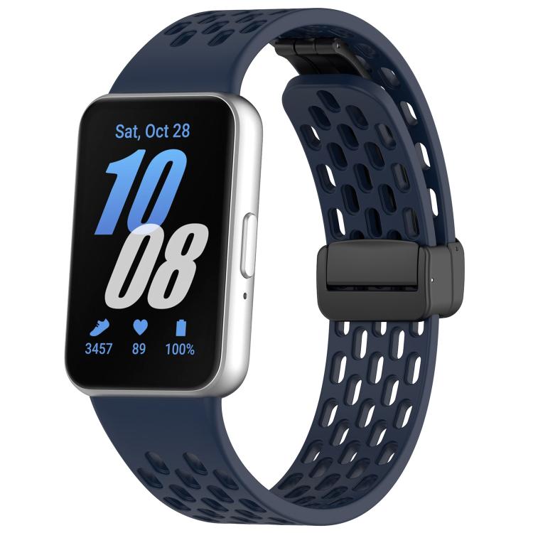 Dây đồng hồ silicone khóa nam châm đen kiểu lỗ xDfind, Dành cho Samsung Galaxy Fit3