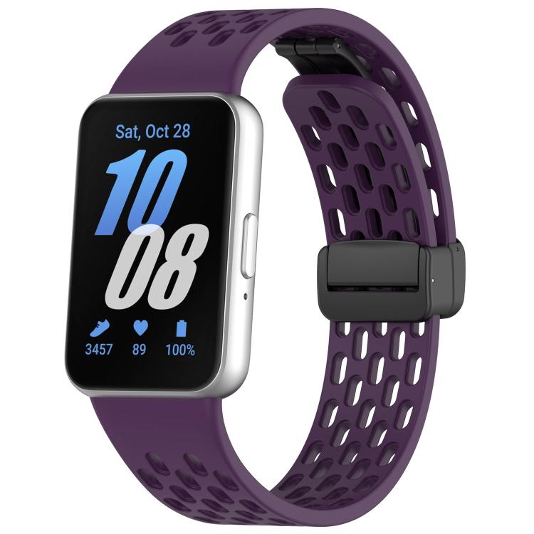 Dây đồng hồ silicone khóa nam châm đen kiểu lỗ xDfind, Dành cho Samsung Galaxy Fit3