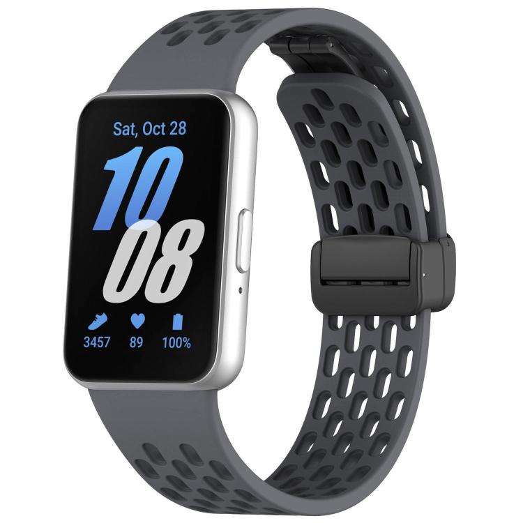Dây đồng hồ silicone khóa nam châm đen kiểu lỗ xDfind, Dành cho Samsung Galaxy Fit3