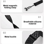 Dây đồng hồ silicone khóa nam châm đen kiểu lỗ xDfind, Dành cho Samsung Galaxy Fit3