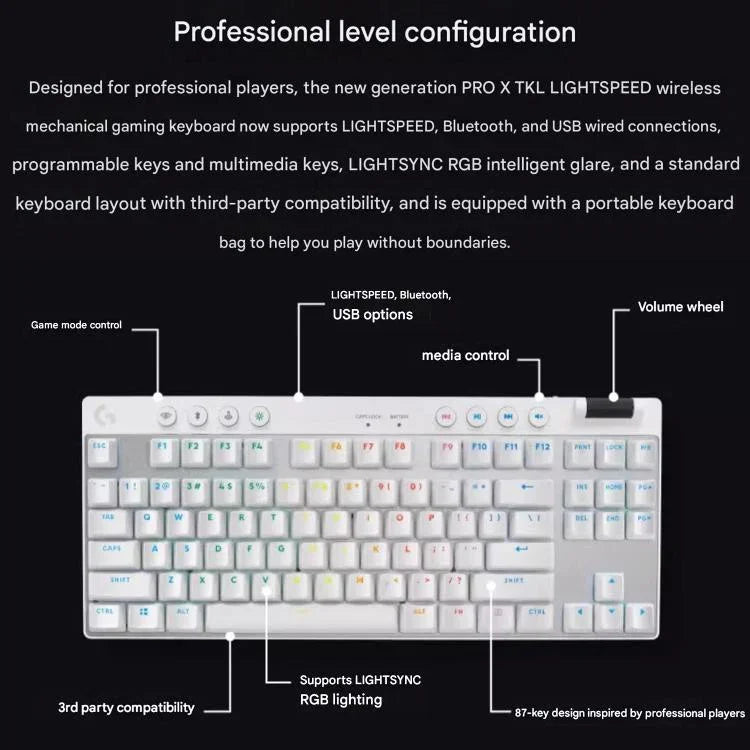 Bàn phím chơi game không dây Logitech G PRO X TKL, công tắc cơ GX-L