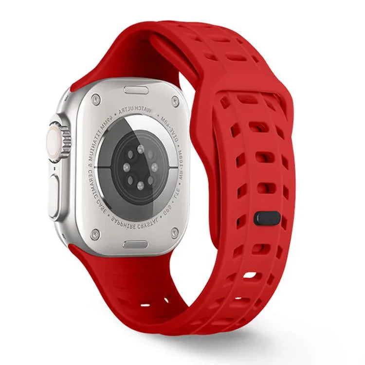 Dây đồng hồ silicone lỗ họa tiết vảy cá mập, dành cho Apple Watch 46mm / 49mm / 45mm / 44mm