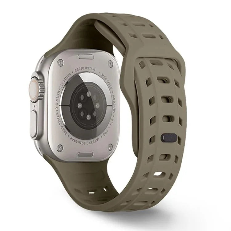 Dây đồng hồ silicone lỗ họa tiết vảy cá mập, dành cho Apple Watch 46mm / 49mm / 45mm / 44mm