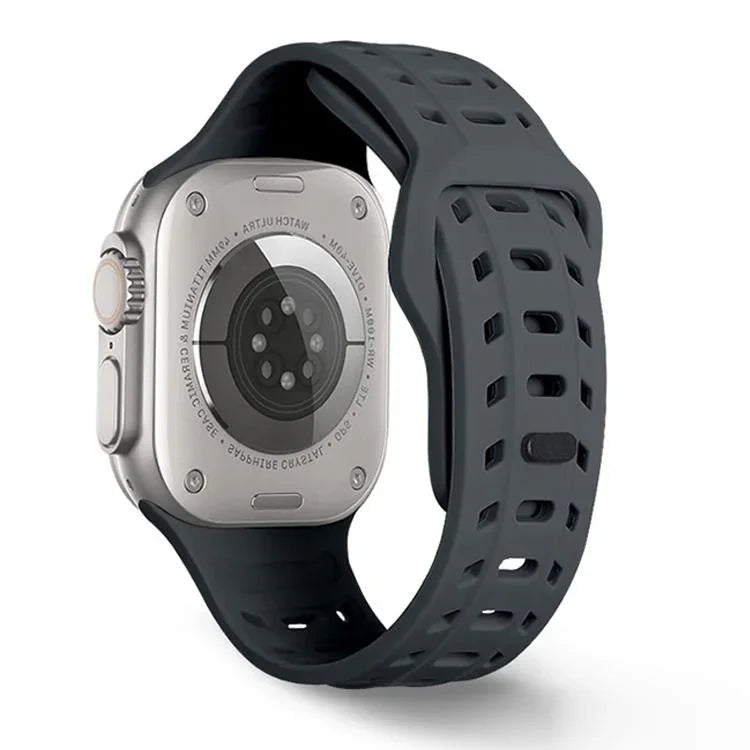 Dây đồng hồ silicone lỗ họa tiết vảy cá mập, dành cho Apple Watch 46mm / 49mm / 45mm / 44mm