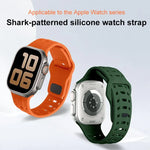 Dây đồng hồ silicone lỗ họa tiết vảy cá mập, dành cho Apple Watch 46mm / 49mm / 45mm / 44mm