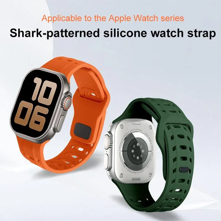 Dây đồng hồ silicone lỗ họa tiết vảy cá mập, dành cho Apple Watch 46mm / 49mm / 45mm / 44mm