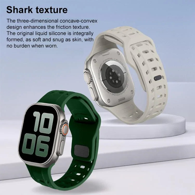 Dây đồng hồ silicone lỗ họa tiết vảy cá mập, dành cho Apple Watch 46mm / 49mm / 45mm / 44mm