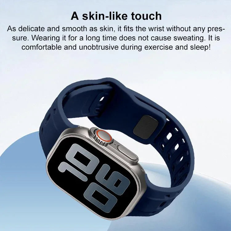 Dây đồng hồ silicone lỗ họa tiết vảy cá mập, dành cho Apple Watch 46mm / 49mm / 45mm / 44mm
