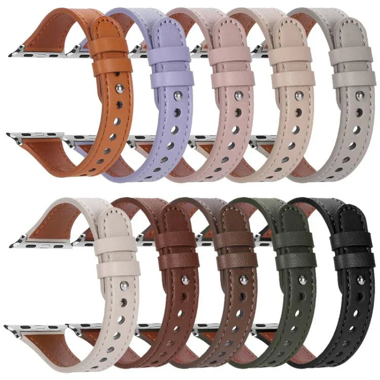 Dây đồng hồ da thật xDfind khóa đinh tán đơn vòng đôi, dành cho Apple Watch 42 / 44 / 45 / 46 / 49mm, dành cho Apple Watch 38 / 40 / 41 / S10 42mm
