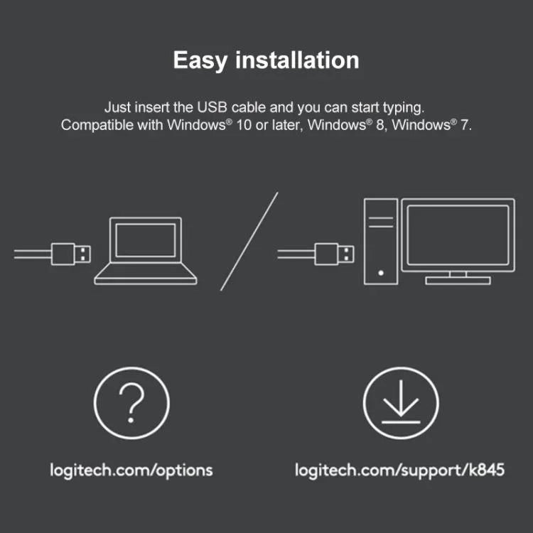 Bàn phím cơ có dây Logitech K845 đèn nền, chiều dài cáp: 1,8m, trục Longhua nâu, trục Longhua đỏ