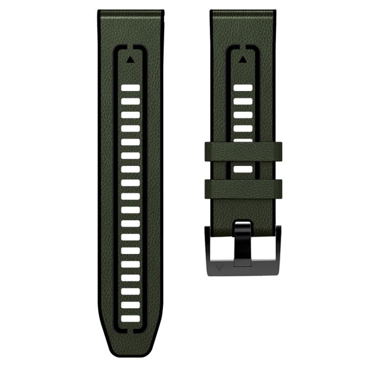 xDfind Leather Skin Silicone Quick Release Watch Band, For Garmin 26mm, For Garmin 22mm