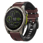 xDfind Leather Skin Silicone Quick Release Watch Band, For Garmin 26mm, For Garmin 22mm