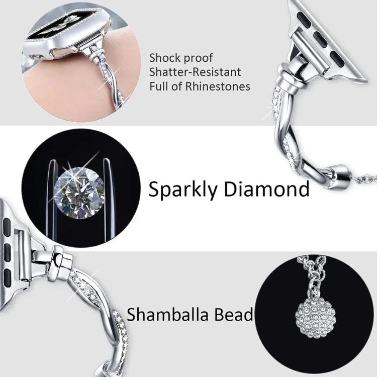 Dây đồng hồ kim loại xoắn vòng tay kim cương xDfind, dành cho Apple Watch 42 / 44 / 45 / 46 / 49mm, dành cho Apple Watch 38 / 40 / 41 / S10 42mm