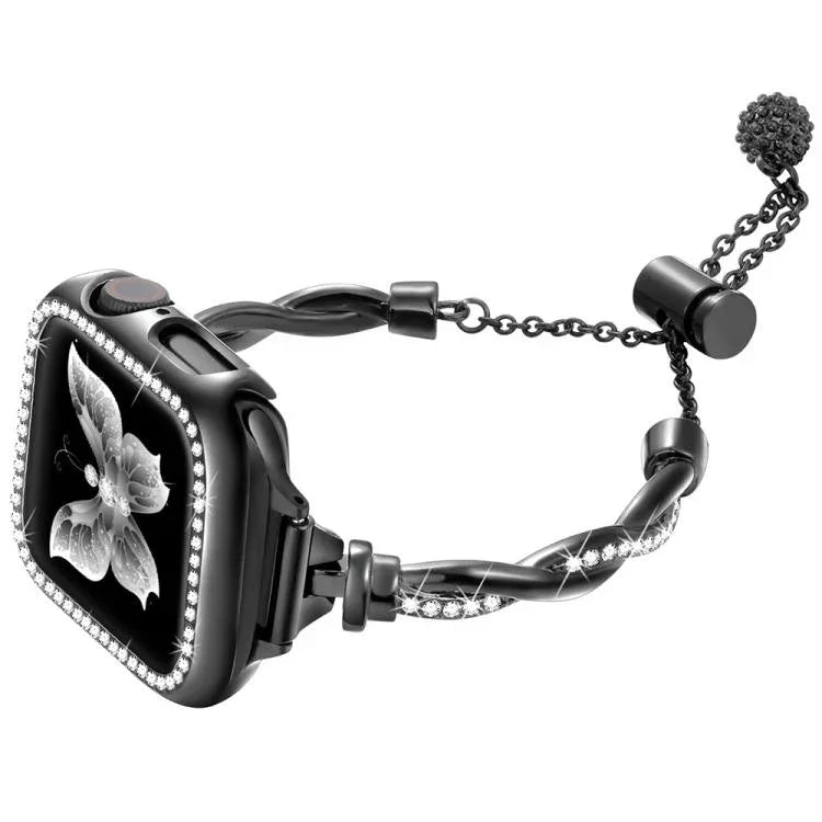 Dây đồng hồ kim loại xoắn vòng tay kim cương xDfind, dành cho Apple Watch 42 / 44 / 45 / 46 / 49mm, dành cho Apple Watch 38 / 40 / 41 / S10 42mm