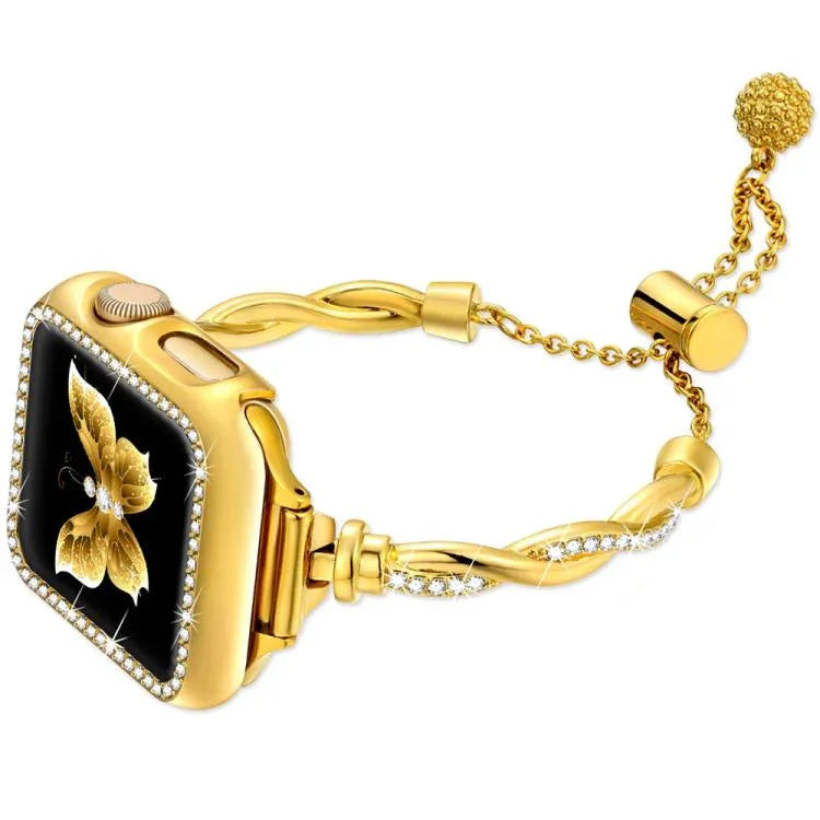 Dây đồng hồ kim loại xoắn vòng tay kim cương xDfind, dành cho Apple Watch 42 / 44 / 45 / 46 / 49mm, dành cho Apple Watch 38 / 40 / 41 / S10 42mm