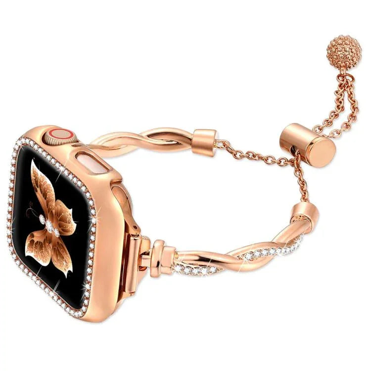 Dây đồng hồ kim loại xoắn vòng tay kim cương xDfind, dành cho Apple Watch 42 / 44 / 45 / 46 / 49mm, dành cho Apple Watch 38 / 40 / 41 / S10 42mm