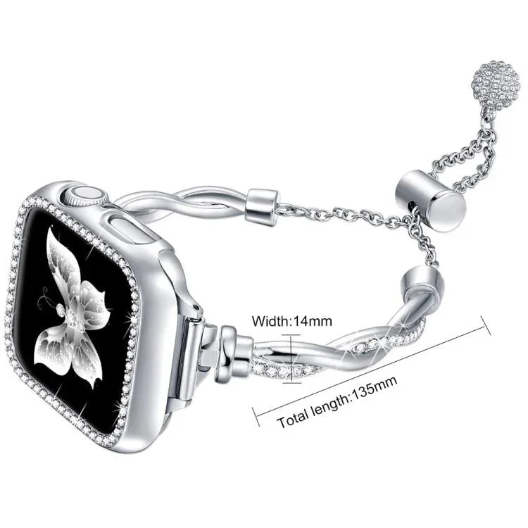 Dây đồng hồ kim loại xoắn vòng tay kim cương xDfind, dành cho Apple Watch 42 / 44 / 45 / 46 / 49mm, dành cho Apple Watch 38 / 40 / 41 / S10 42mm