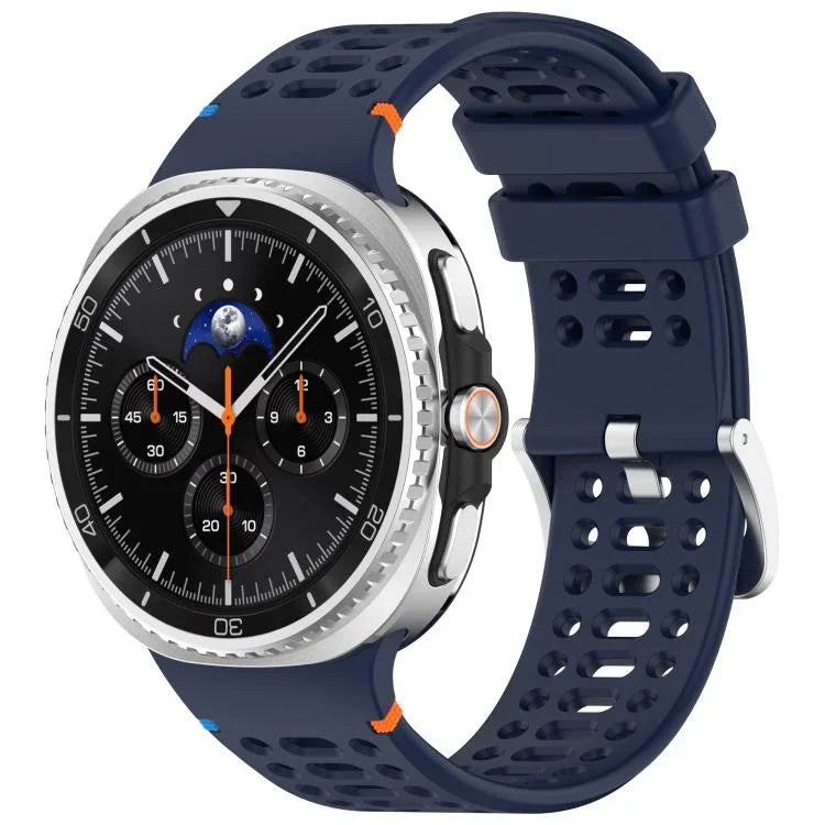 Dây đồng hồ silicone lỗ thoáng khóa bạc hợp kim xDfind, dành cho Samsung Galaxy Watch8 / Watch8 Classic