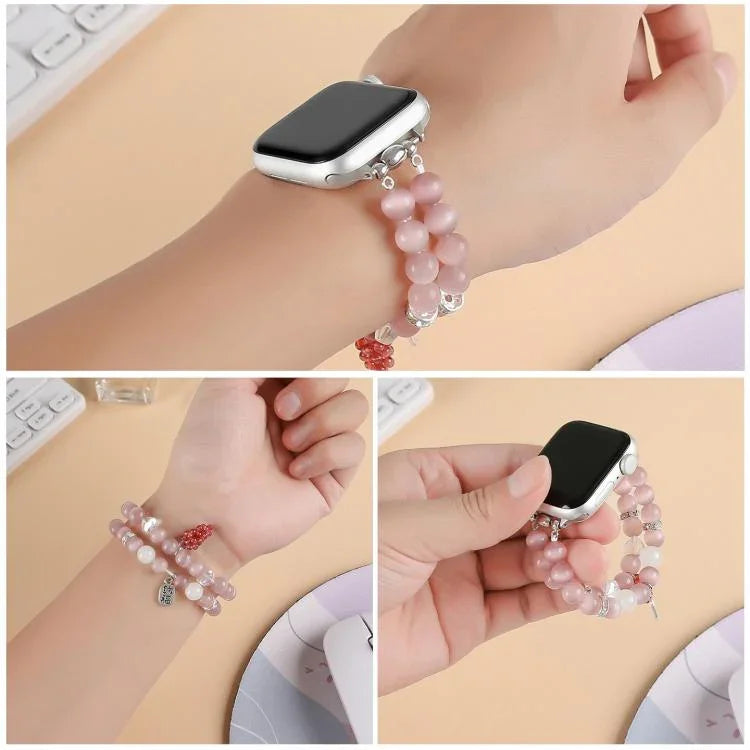Dây đồng hồ vòng tay hạt đá mắt mèo, dành cho Apple Watch 46mm / 49mm / 45mm / 44mm, dành cho Apple Watch 42mm / 41mm / 40mm / 38mm