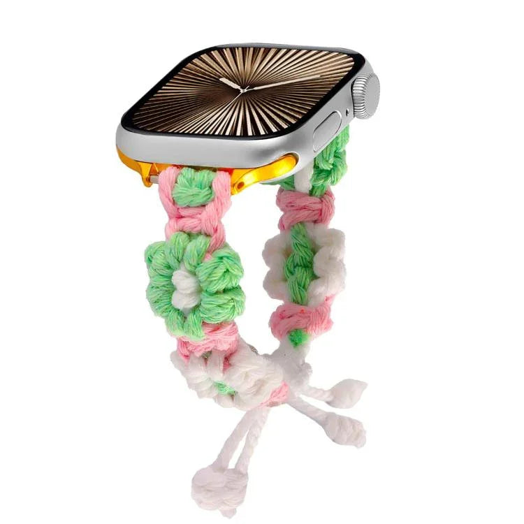 Dây đồng hồ dây thừng gai hoa dệt, dành cho Apple Watch 46mm / 49mm / 45mm / 44mm, dành cho Apple Watch 42mm / 41mm / 40mm / 38mm