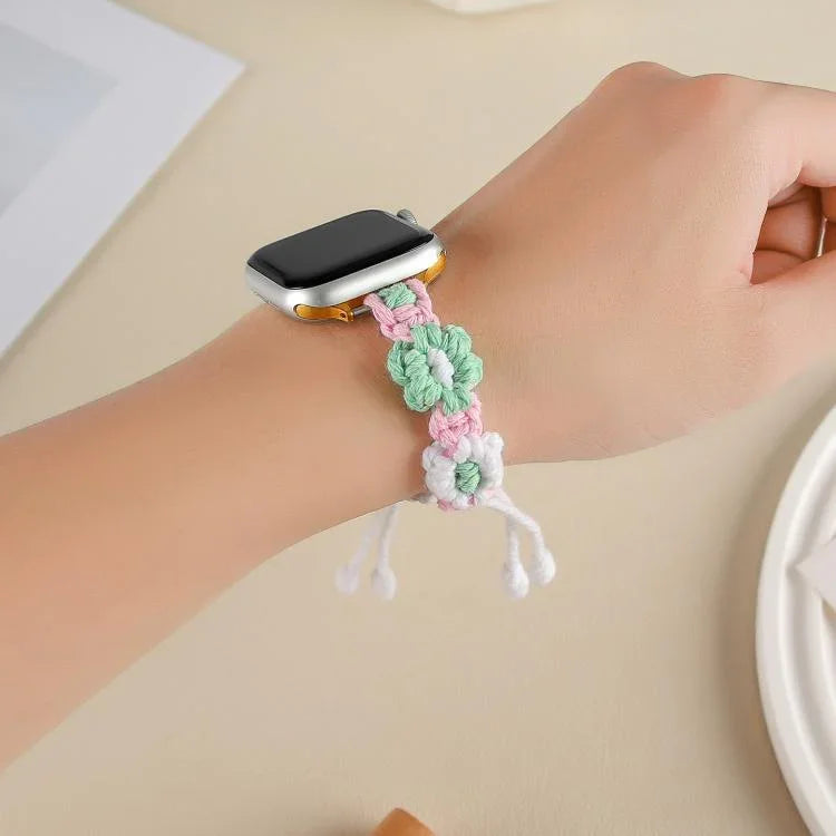 Dây đồng hồ dây thừng gai hoa dệt, dành cho Apple Watch 46mm / 49mm / 45mm / 44mm, dành cho Apple Watch 42mm / 41mm / 40mm / 38mm