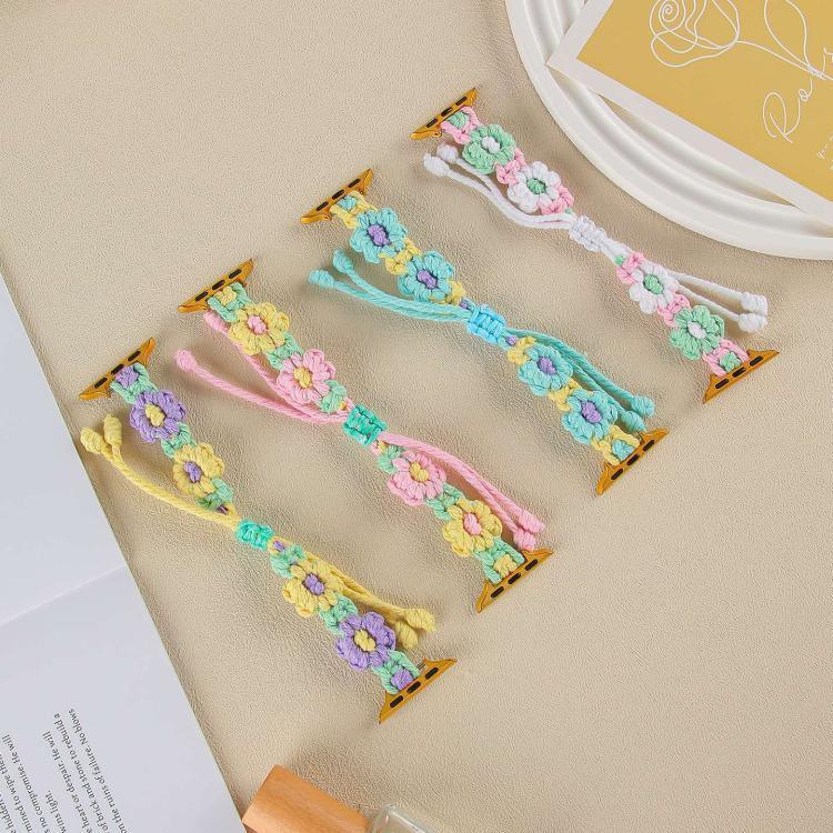 Dây đồng hồ dây thừng gai hoa dệt, dành cho Apple Watch 46mm / 49mm / 45mm / 44mm, dành cho Apple Watch 42mm / 41mm / 40mm / 38mm