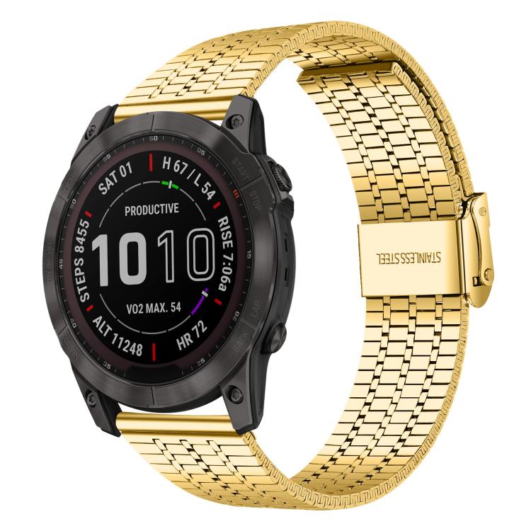 xDfind Seven Beads Buckle Stainless Steel Watch Band, For Garmin Fenix 8 / 7X / 6X / 5X 26mm, For Garmin Fenix 8 / 7 / 6 / 5 22mm