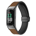xDfind Crazy Horse Pattern Silicone Skin Magnetic Buckle Watch Band, For Fitbit Charge 5 / Charge 6