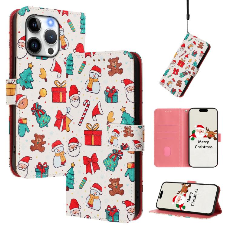 Ốp lưng điện thoại da khóa móc dây đeo tay chủ đề Giáng Sinh, dành cho iPhone 17e / 16e, iPhone 17 Pro Max, iPhone 17 Pro, iPhone 17, iPhone Air, iPhone 16 Pro Max, iPhone 16 Pro, iPhone 16 Plus