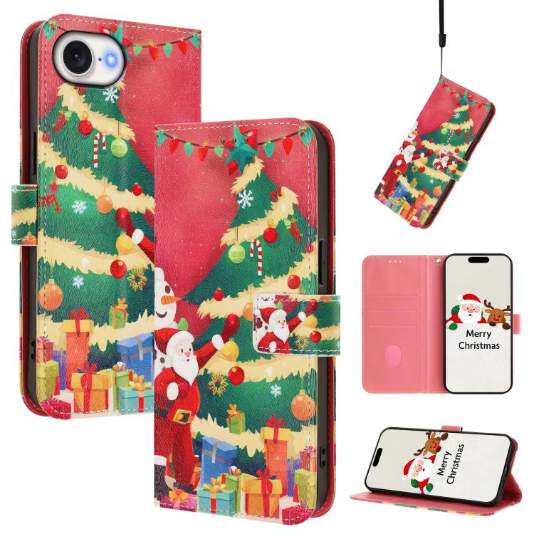 Ốp lưng điện thoại da khóa móc dây đeo tay chủ đề Giáng Sinh, dành cho iPhone 17e / 16e, iPhone 17 Pro Max, iPhone 17 Pro, iPhone 17, iPhone Air, iPhone 16 Pro Max, iPhone 16 Pro, iPhone 16 Plus