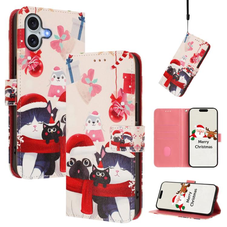Ốp lưng điện thoại da khóa móc dây đeo tay chủ đề Giáng Sinh, dành cho iPhone 17e / 16e, iPhone 17 Pro Max, iPhone 17 Pro, iPhone 17, iPhone Air, iPhone 16 Pro Max, iPhone 16 Pro, iPhone 16 Plus
