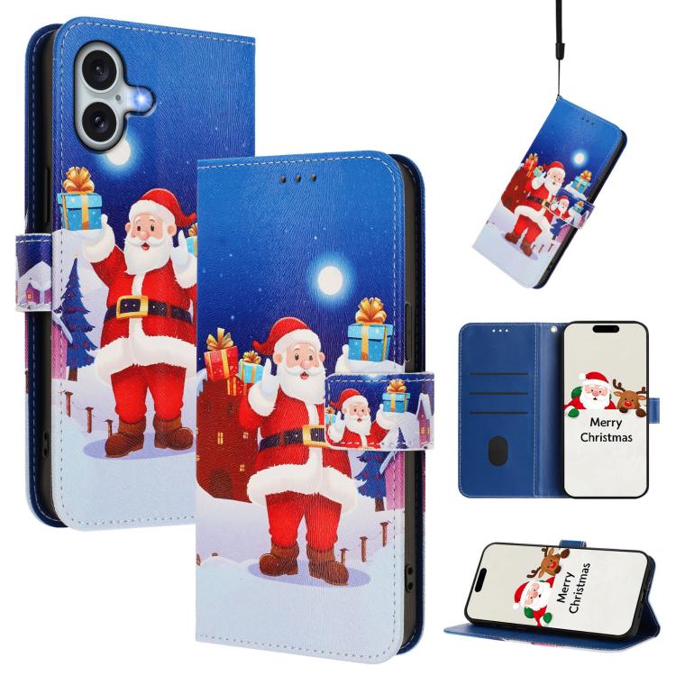 Ốp lưng điện thoại da khóa móc dây đeo tay chủ đề Giáng Sinh, dành cho iPhone 17e / 16e, iPhone 17 Pro Max, iPhone 17 Pro, iPhone 17, iPhone Air, iPhone 16 Pro Max, iPhone 16 Pro, iPhone 16 Plus