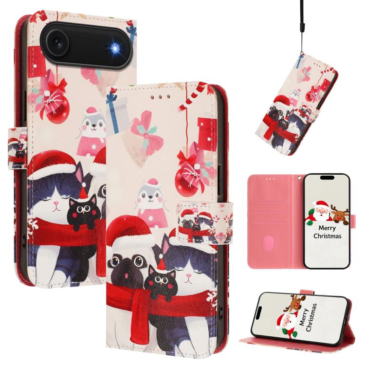 Ốp lưng điện thoại da khóa móc dây đeo tay chủ đề Giáng Sinh, dành cho iPhone 17e / 16e, iPhone 17 Pro Max, iPhone 17 Pro, iPhone 17, iPhone Air, iPhone 16 Pro Max, iPhone 16 Pro, iPhone 16 Plus