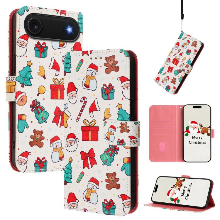 Ốp lưng điện thoại da khóa móc dây đeo tay chủ đề Giáng Sinh, dành cho iPhone 17e / 16e, iPhone 17 Pro Max, iPhone 17 Pro, iPhone 17, iPhone Air, iPhone 16 Pro Max, iPhone 16 Pro, iPhone 16 Plus