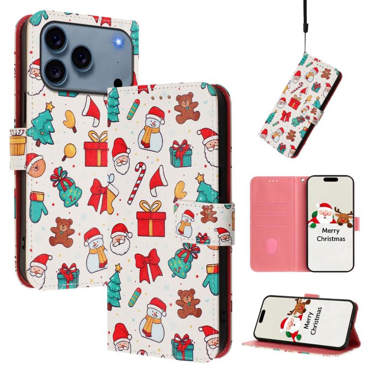 Ốp lưng điện thoại da khóa móc dây đeo tay chủ đề Giáng Sinh, dành cho iPhone 17e / 16e, iPhone 17 Pro Max, iPhone 17 Pro, iPhone 17, iPhone Air, iPhone 16 Pro Max, iPhone 16 Pro, iPhone 16 Plus