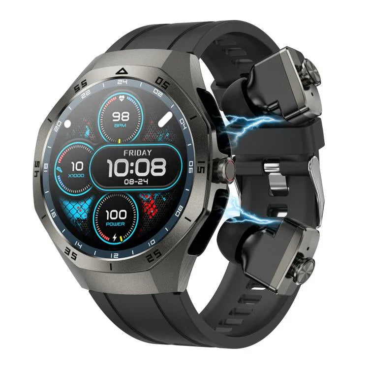 Tai nghe Bluetooth hai tai F38 đồng hồ thông minh IP67 hỗ trợ theo dõi nhịp tim, chất liệu silicone, da, thép