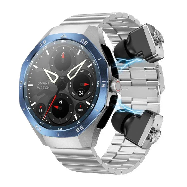 Tai nghe Bluetooth hai tai F38 đồng hồ thông minh IP67 hỗ trợ theo dõi nhịp tim, chất liệu silicone, da, thép
