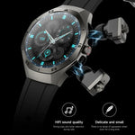 Tai nghe Bluetooth hai tai F38 đồng hồ thông minh IP67 hỗ trợ theo dõi nhịp tim, chất liệu silicone, da, thép