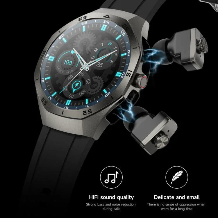 Tai nghe Bluetooth hai tai F38 đồng hồ thông minh IP67 hỗ trợ theo dõi nhịp tim, chất liệu silicone, da, thép