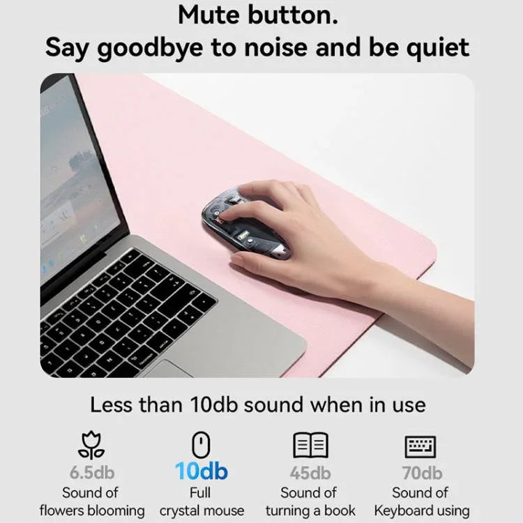 Chuột không dây Bluetooth hai chế độ trong suốt Yesido KB29, KB29 (Trắng), KB29 (Đen)