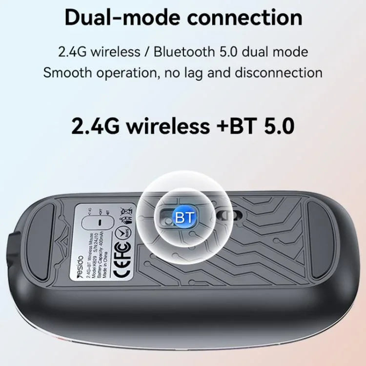 Chuột không dây Bluetooth hai chế độ trong suốt Yesido KB29, KB29 (Trắng), KB29 (Đen)
