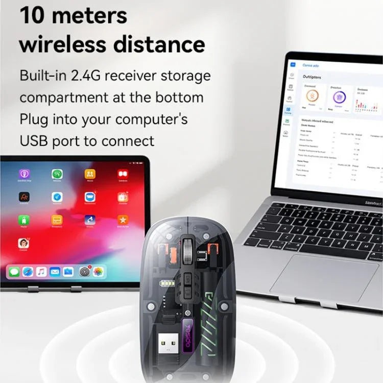 Chuột không dây Bluetooth hai chế độ trong suốt Yesido KB29, KB29 (Trắng), KB29 (Đen)