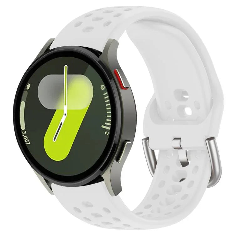 xDfind Silver Buckle Silicone Sport Watch Band, For Samsung Galaxy Watch 7 / 6 / 5 / FE