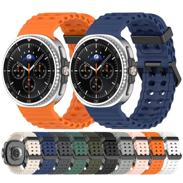 Dây đồng hồ silicone màu đại dương khóa đen xDfind, lỗ đôi, Dành cho Samsung Galaxy Watch8 / 8 Classic