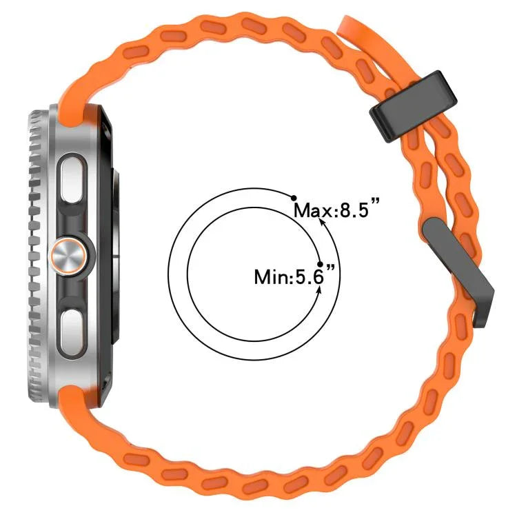Dây đồng hồ silicone màu đại dương khóa đen xDfind, lỗ đôi, Dành cho Samsung Galaxy Watch8 / 8 Classic