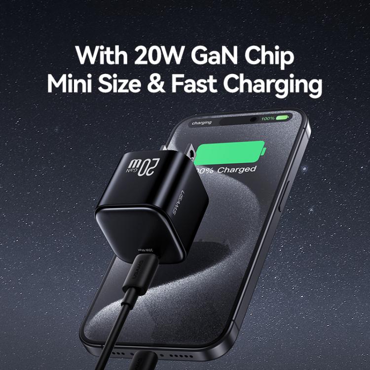 Sạc nhanh mini 20W GaN USB-C / Type-C USAMS CC267, phích cắm Mỹ
