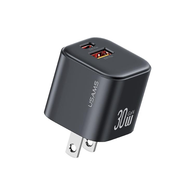 Sạc nhanh mini 30W GaN USB-C / Type-C và USB hai cổng USAMS CC270, phích cắm Mỹ