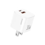 Sạc nhanh mini 30W GaN USB-C / Type-C và USB hai cổng USAMS CC270, phích cắm Mỹ